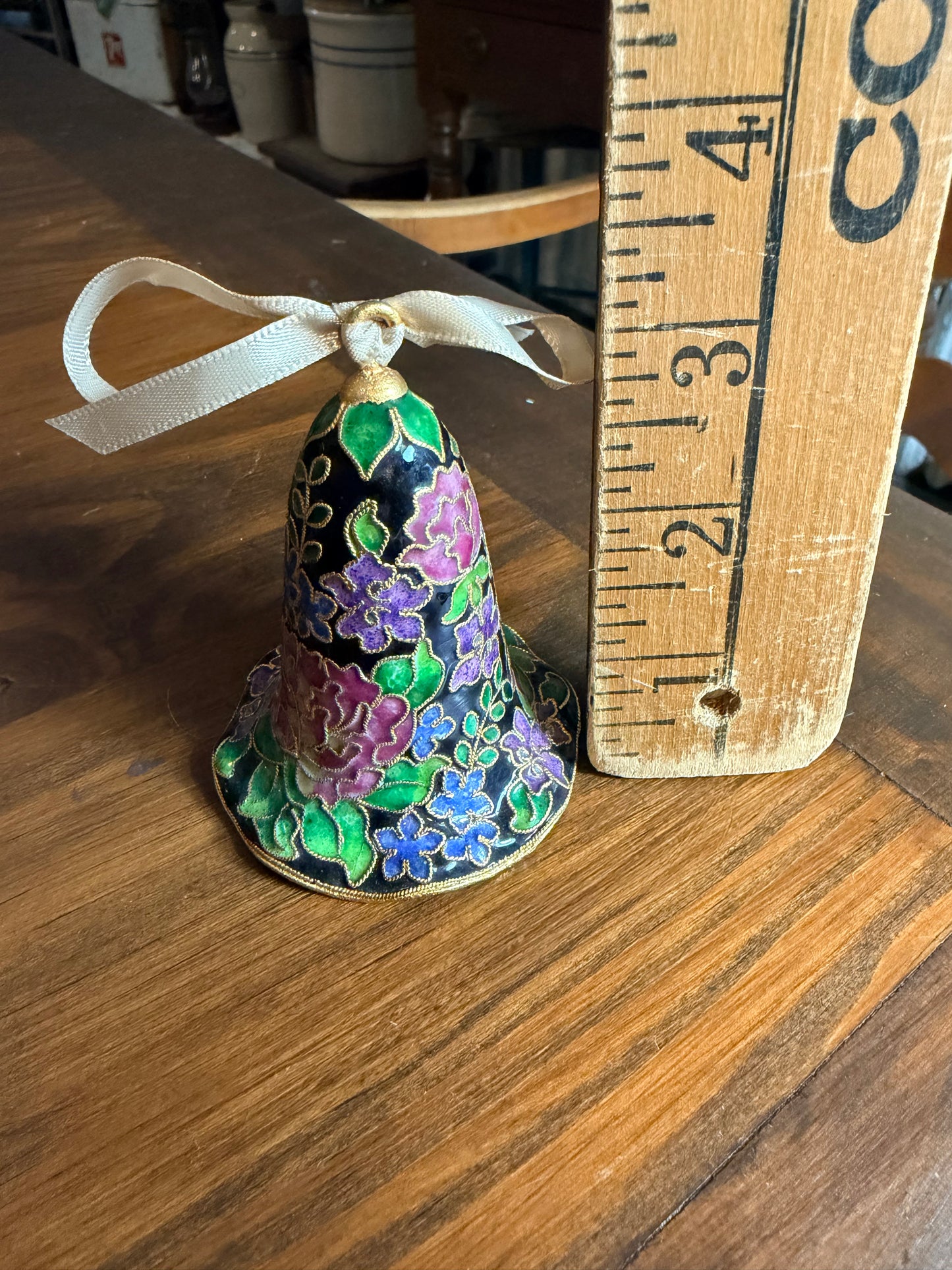 Vintage Cloisonne Enamel Bell Floral Design