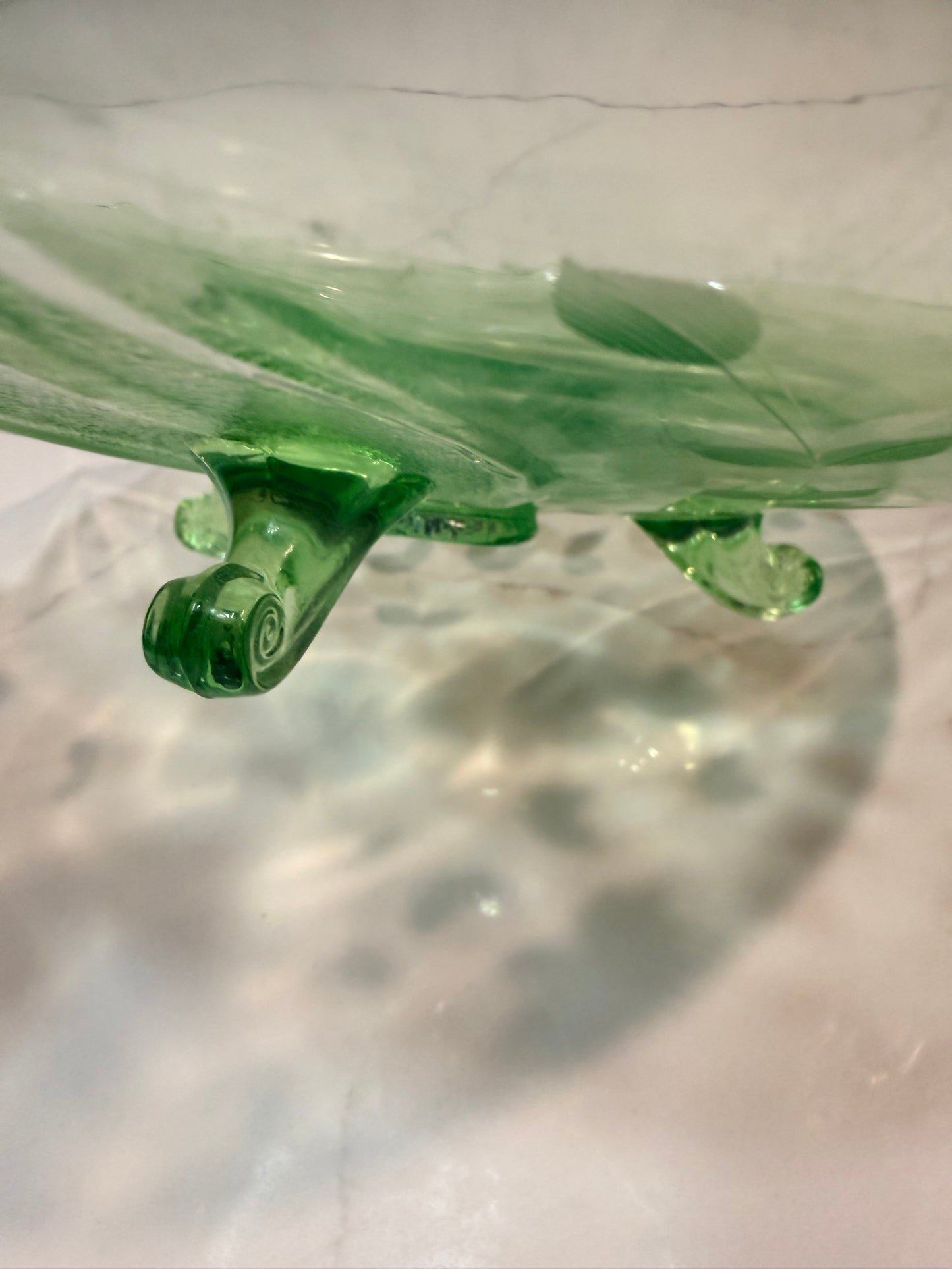 Vintage Uranium Green Depression Glass Cake Plate Stand 10.5"
