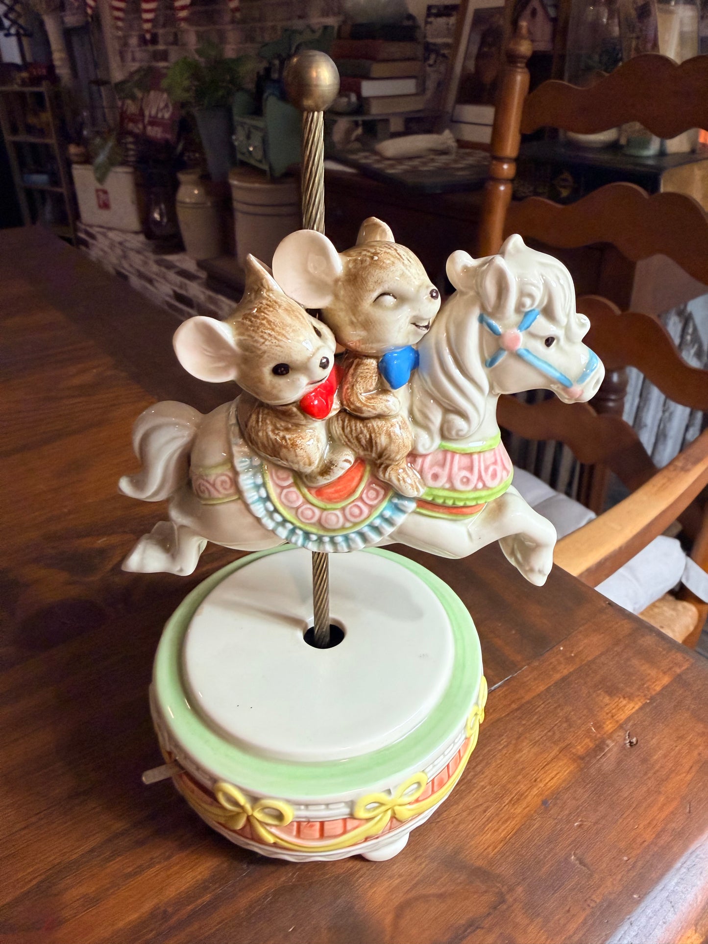 Vintage Carousel Ceramic Horse with working music box