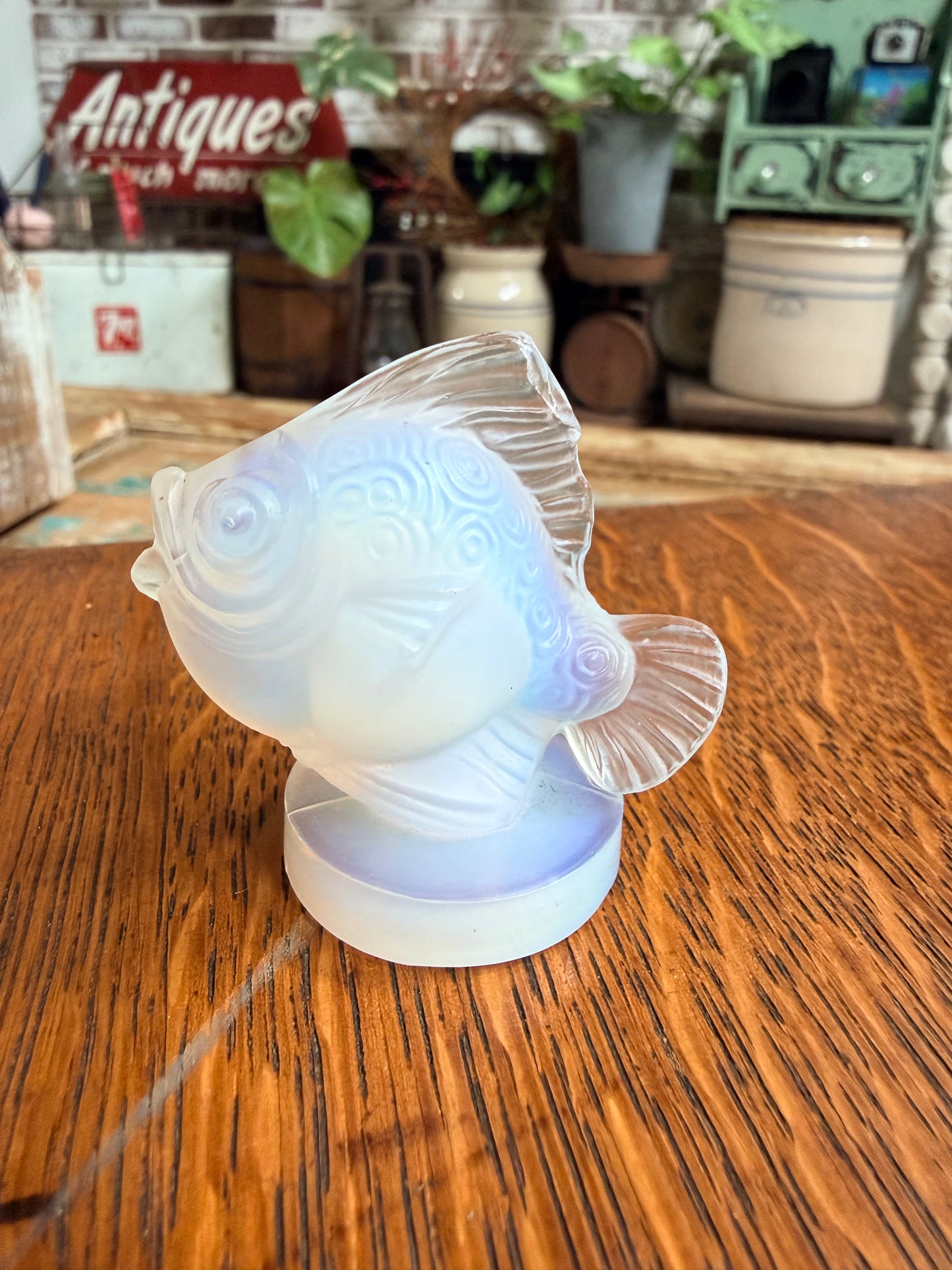 Art Deco 1930’s Sabino Opalescent Glass Fish Set made in France