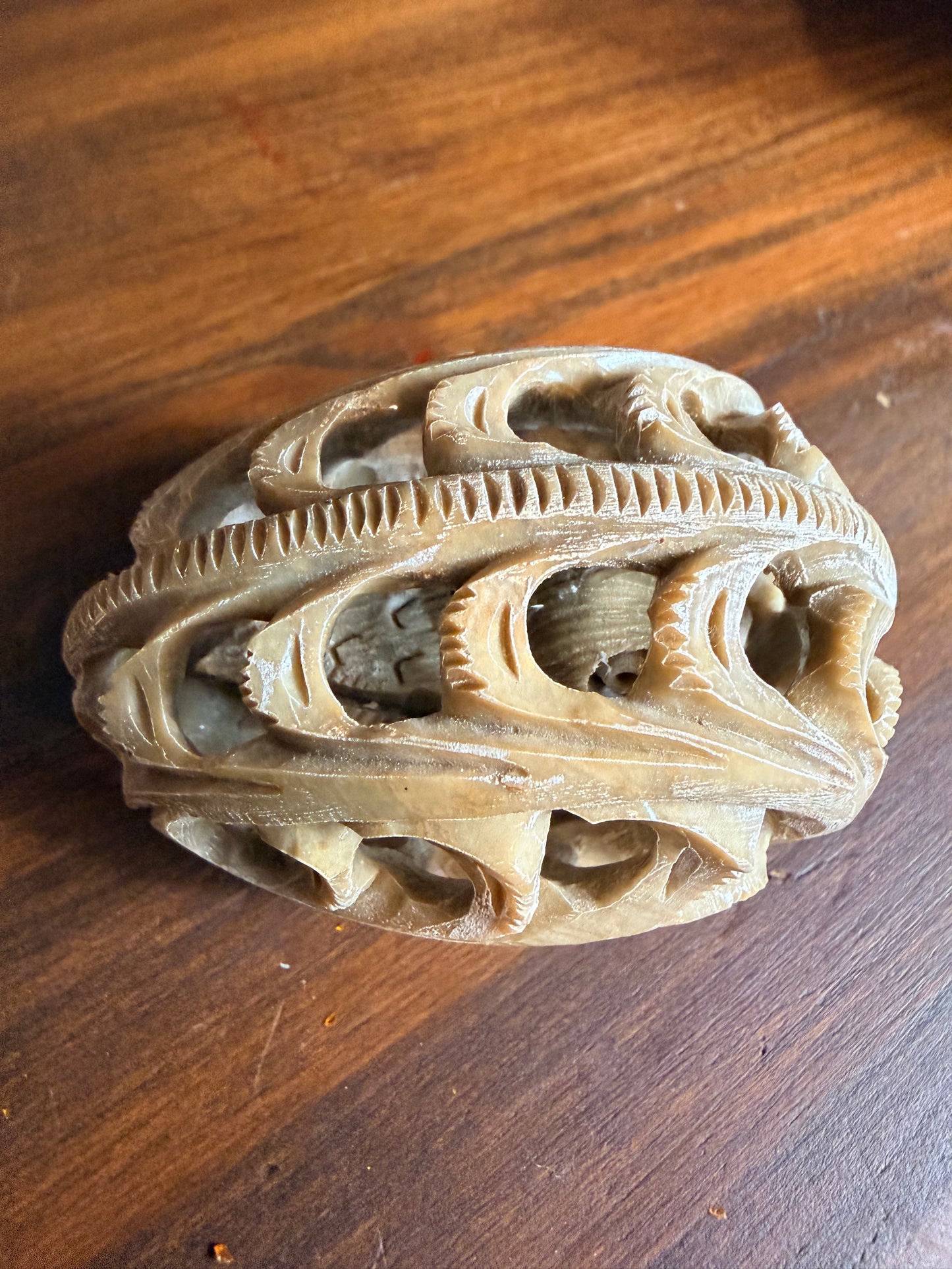 Handcrafted Natural Soapstone/Agate Egg with bird inside. Rare find