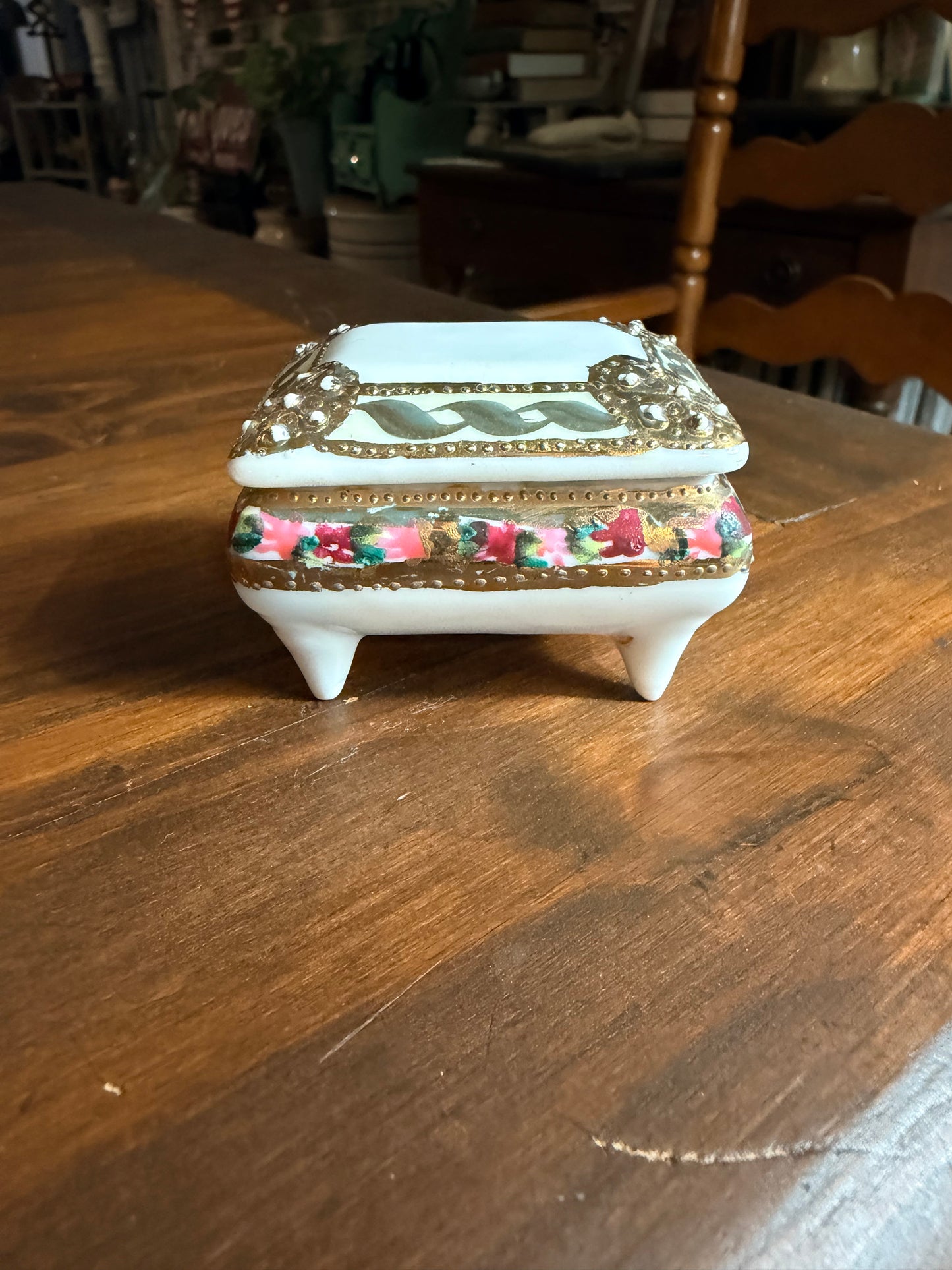 Vintage Nippon Porcelain Handpainted Trinket Box