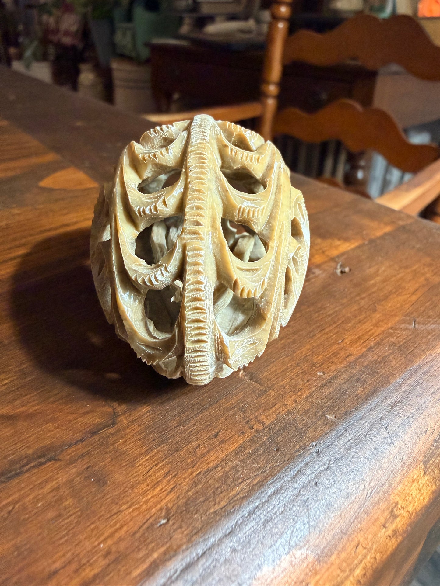 Handcrafted Natural Soapstone/Agate Egg with bird inside. Rare find