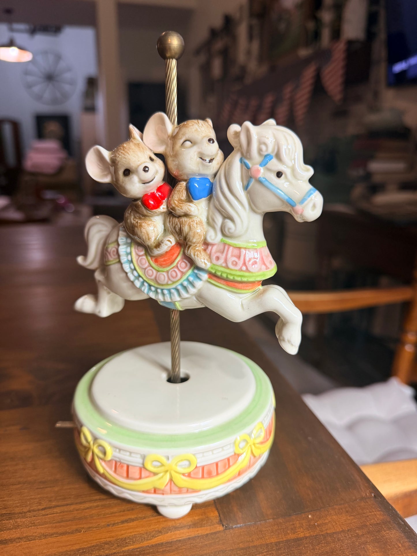 Vintage Carousel Ceramic Horse with working music box