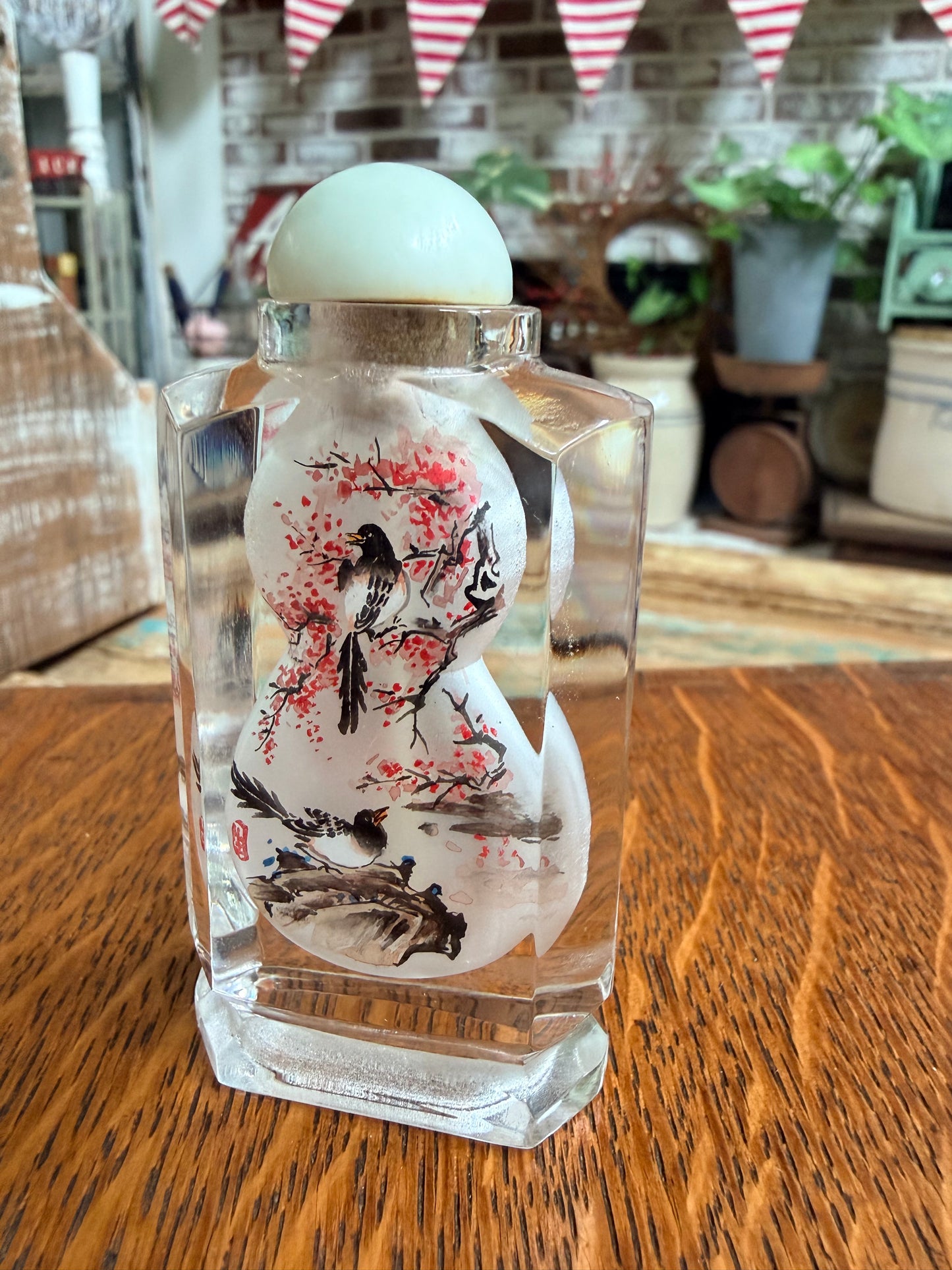 RARE Vintage Chinese Inside Reverse Hand Painted Glass Snuff Bottle
