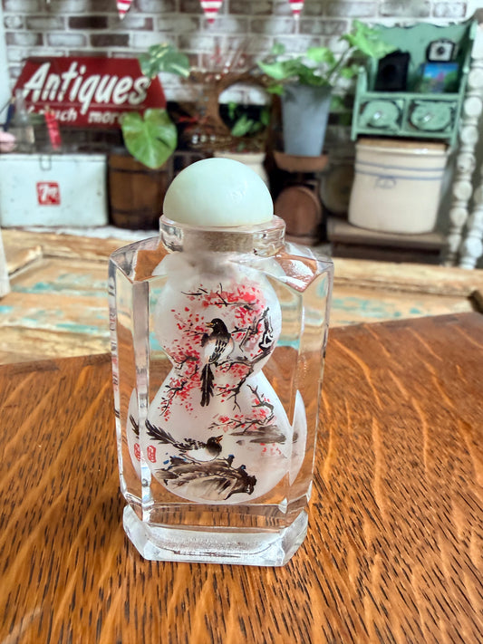 RARE Vintage Chinese Inside Reverse Hand Painted Glass Snuff Bottle