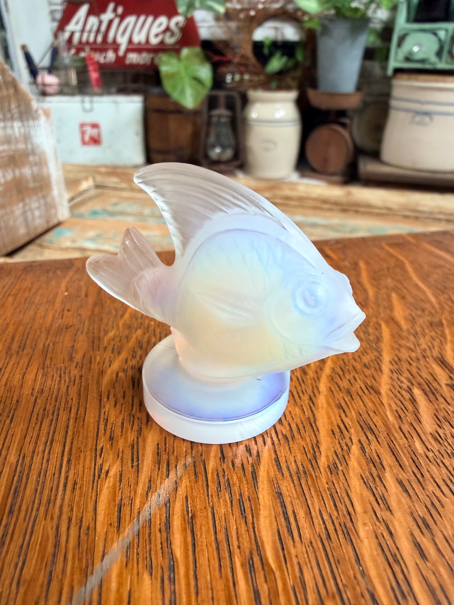 Art Deco 1930’s Sabino Opalescent Glass Fish Set made in France