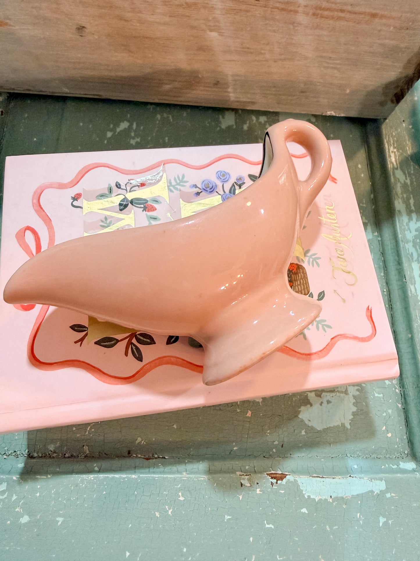 Vintage Pink Chunky Small Gravy Boat or Cramer