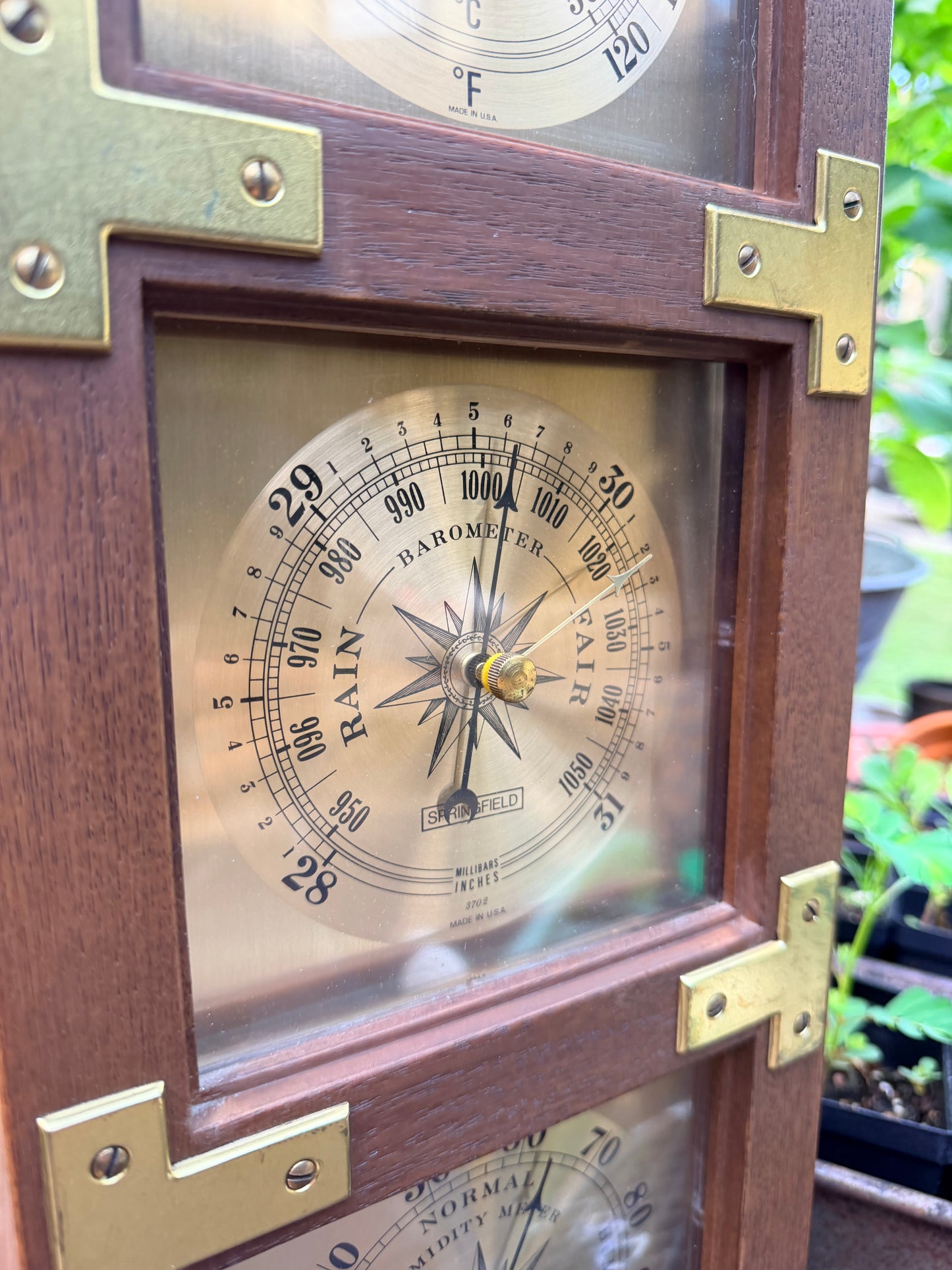Vintage Springfield barometer-thermometer-C&F humidity meter USA wall 20"