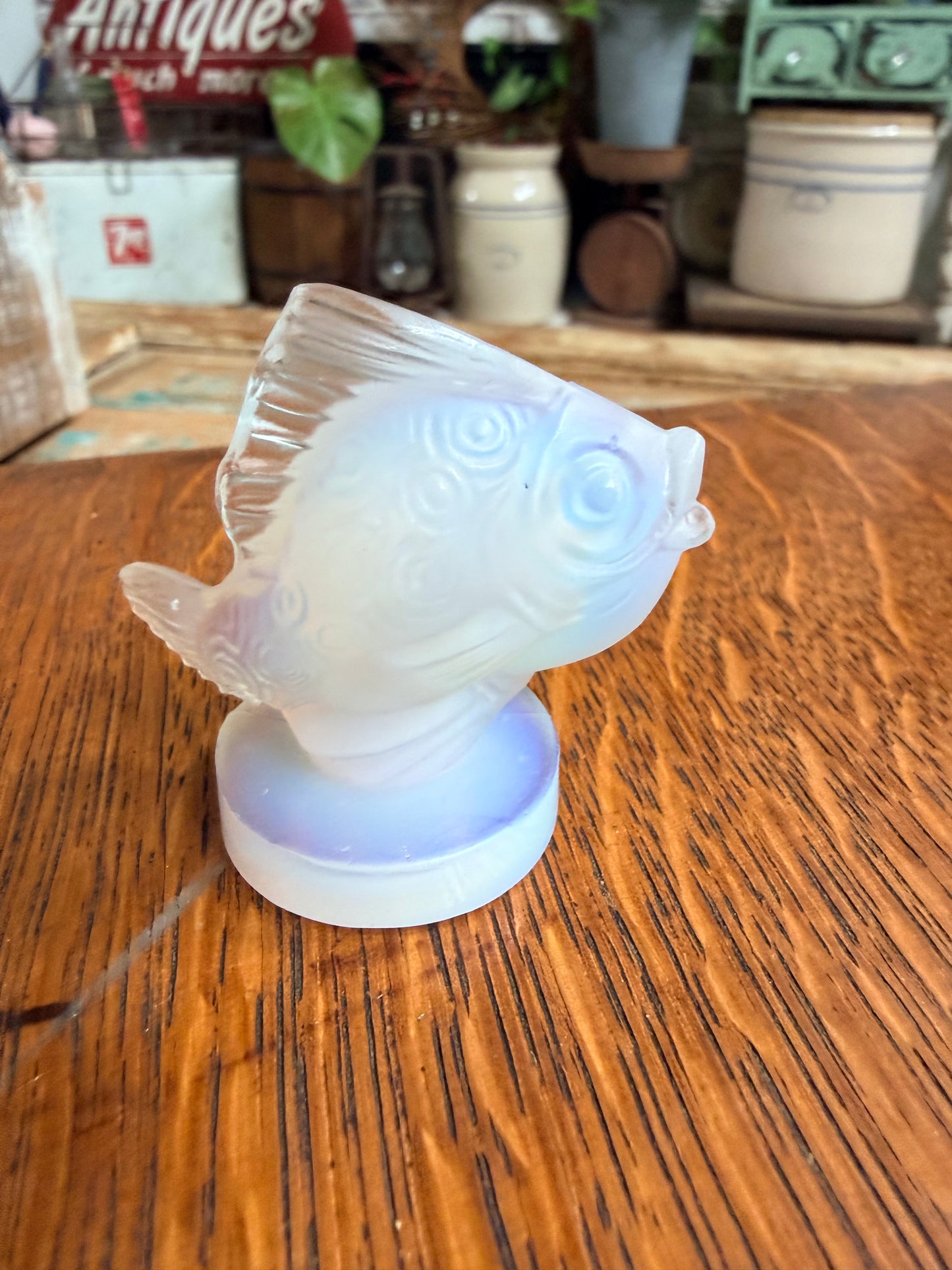Art Deco 1930’s Sabino Opalescent Glass Fish Set made in France