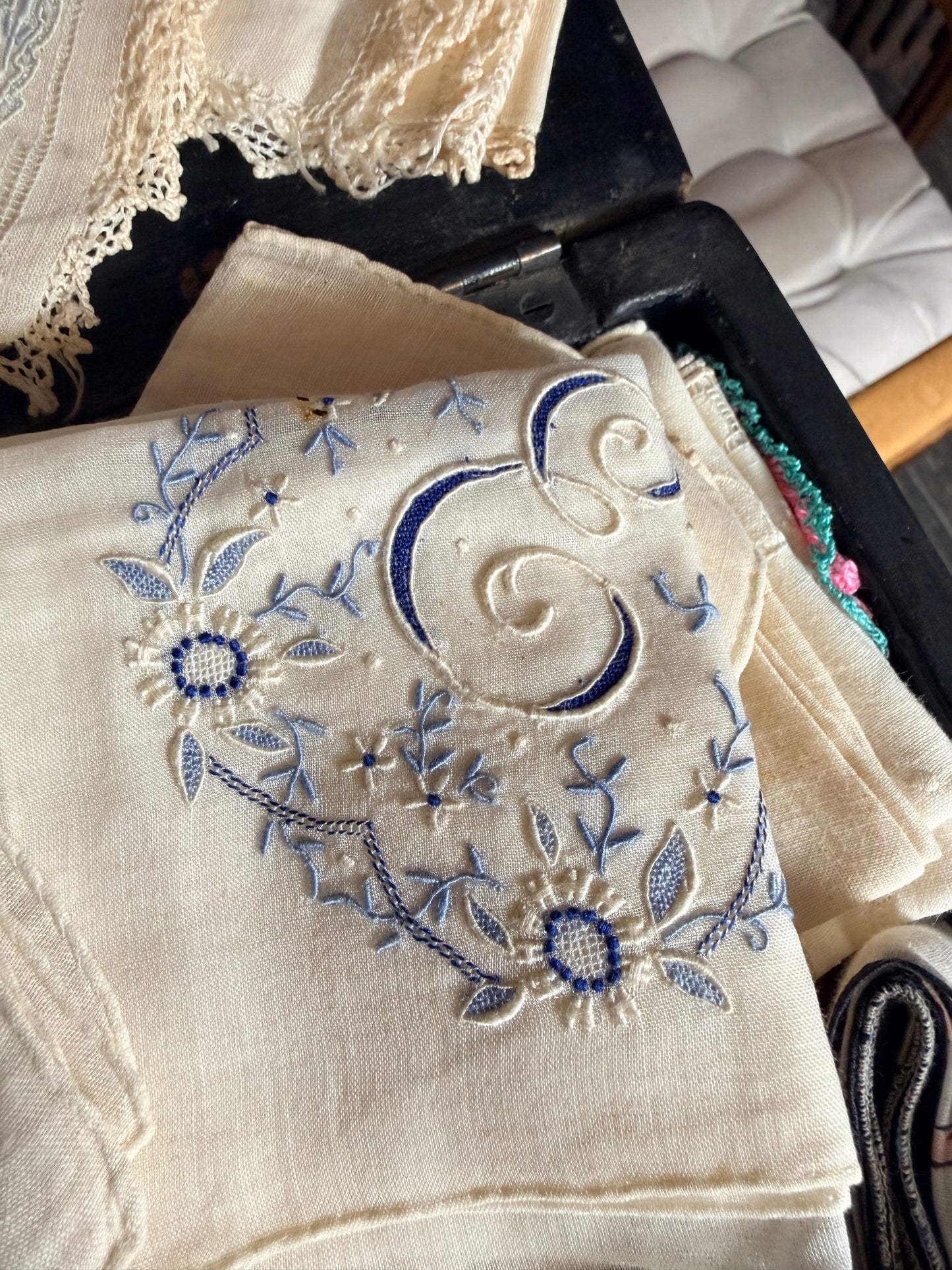 Mystery Set of Three Antique Handkerchiefs